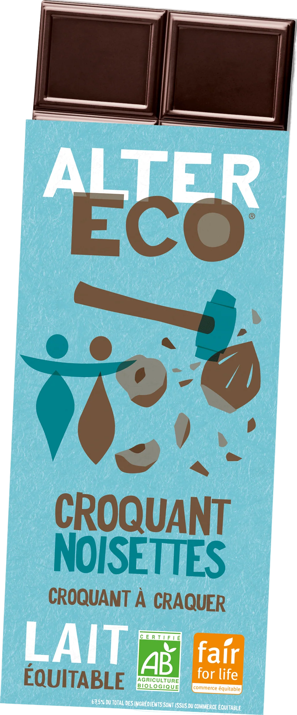 Tablette de chocolat au lait et croquant noisettes - 100g - Image 3