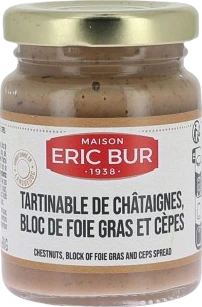 Tartinable à la chataigne, bloc de foie gras et cèpes - 90g