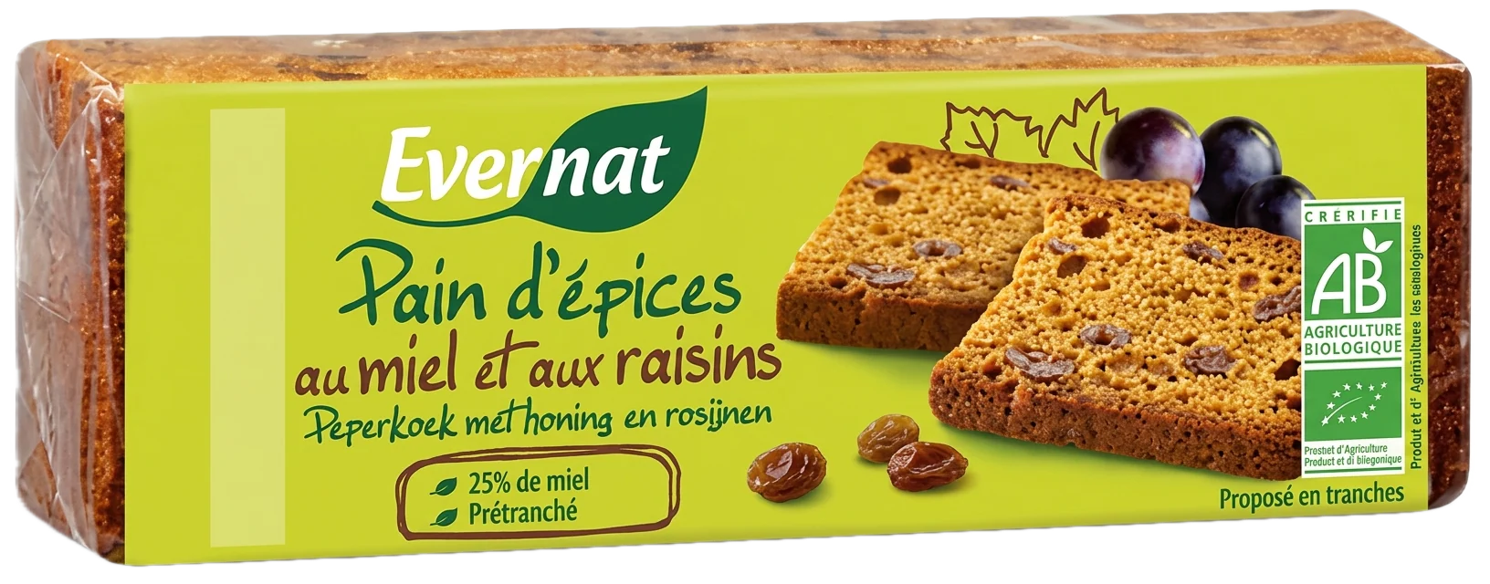 Pain d'épices au miel et aux raisins bio - 300g