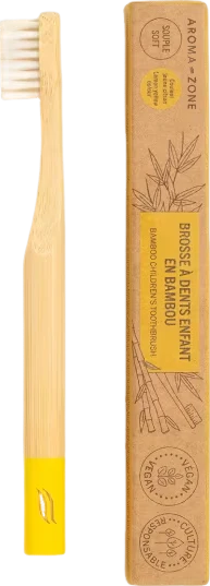 Brosse à dents en bambou enfant beige
