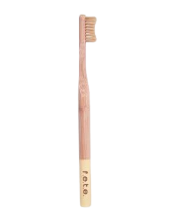Brosse à dents en bambou souple beige - Image 2