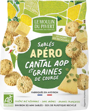 Sablés apéro cantal & graines de courge bio - 100g