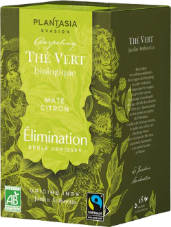Thé vert élimination maté citron bio - 18 sachets
