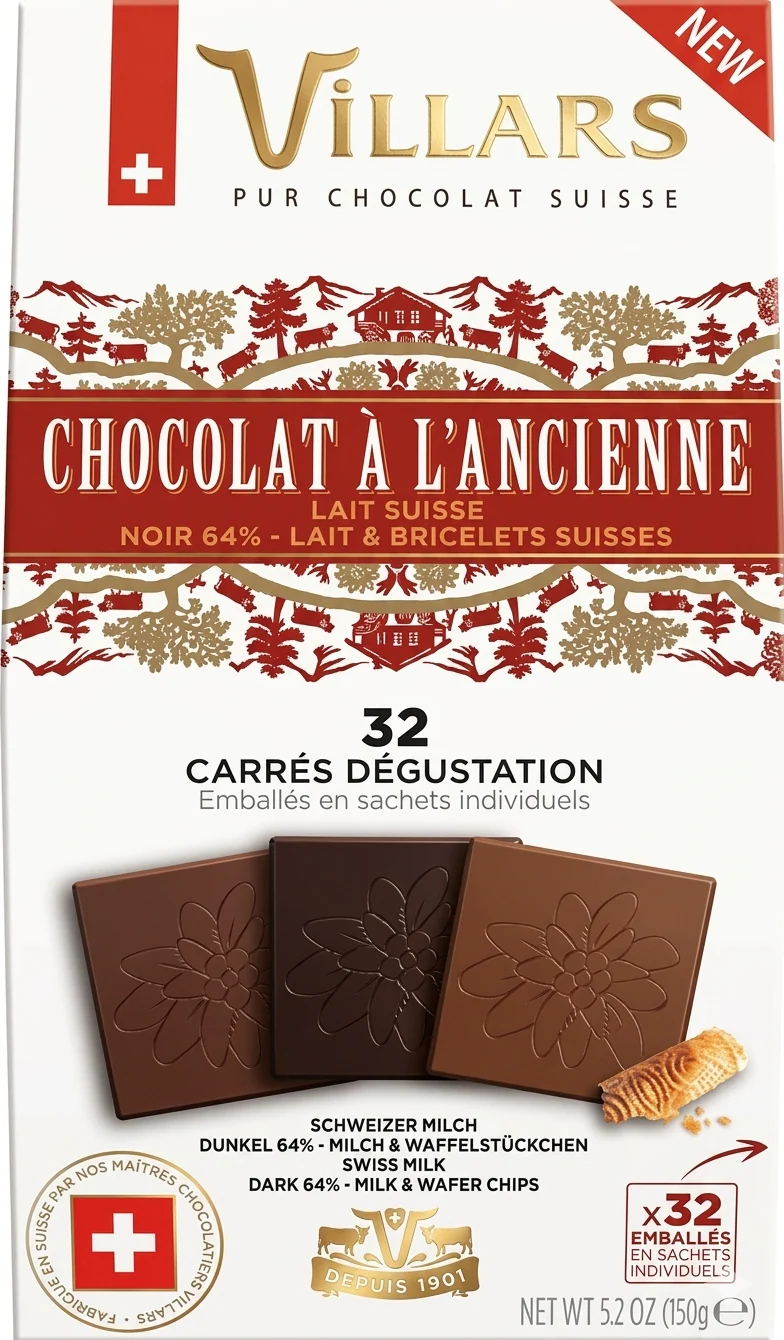 Chocolat à l'ancienne carrés dégustation - 150g